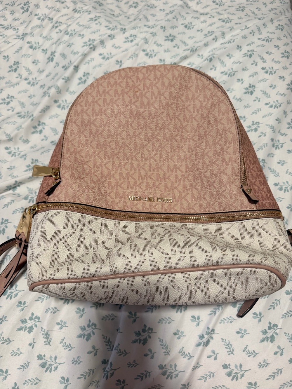 Michael Kors Blush Pink and Cream Signature Logo Backpack